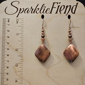 Antique copper acrylic diamond dangle earrings